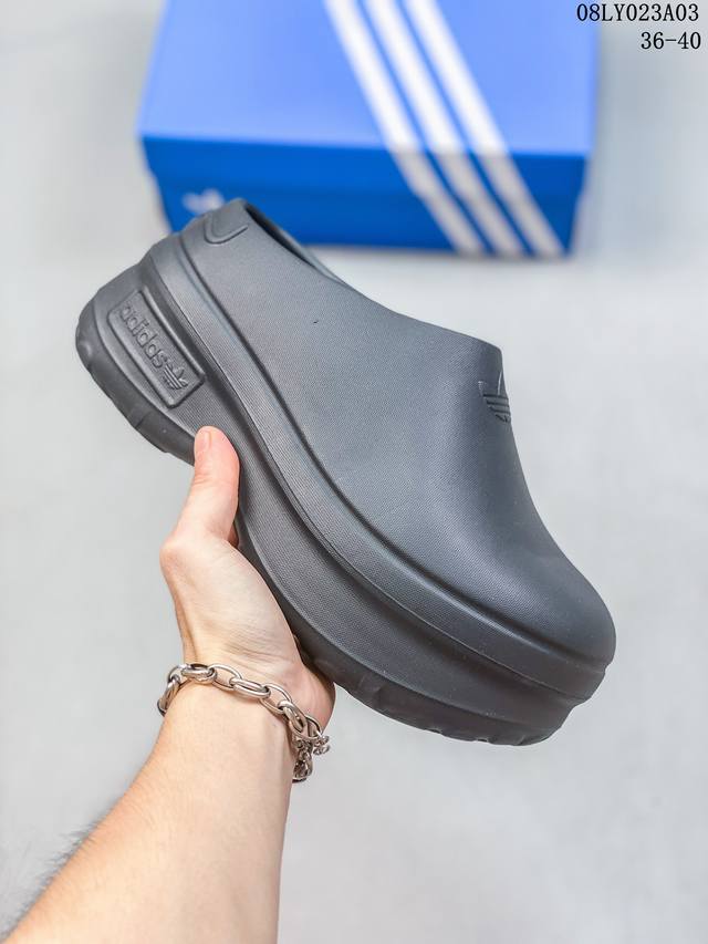 厨师拖鞋丑萌爆红 厚底大头造型超可爱 阿迪达斯adidas Adifom Stan Smith Platform Mule Black 史密斯原型改良系列穆勒风 - 点击图像关闭