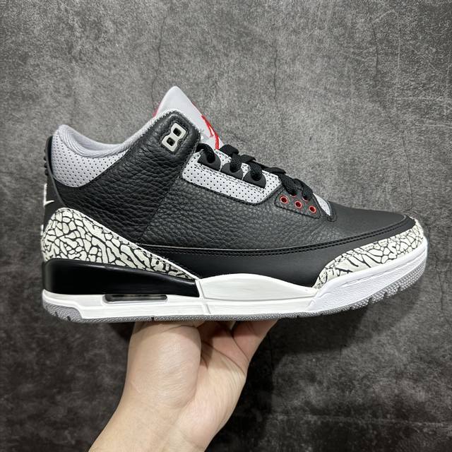 原厂版 Air Jordan 3 Aj3乔3 男子文化篮球鞋 黑水泥 854262-001 原纸板楦头开发 原厂皮料 完美版型 一比一鞋头弧度高度鞋身弧度 数据
