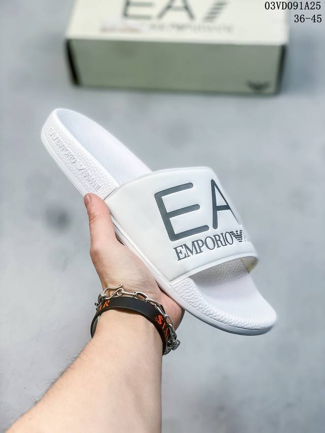 Emporio Armani阿玛尼 Ea7 塑胶 标志印花 时尚拖鞋 03Vd091A25 - 点击图像关闭