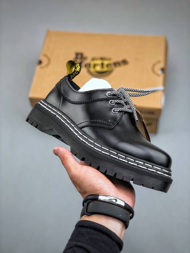 著名工鞋品牌-马汀博士dr. Martens 1461 Smooth Leather Platform系列松糕低帮英伦骑士朋克复古机车厚底粗跟马丁靴 尺码：35