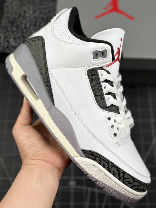 核心私 全新耐克nike Air Jordan 3 Retro Cement Grey 迈克尔 乔丹aj3代中帮复古休闲运动文化篮球鞋“黑水泥灰爆裂纹” #男女