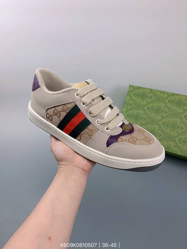 Gucci Distressed Screener Sneaker 古驰小脏鞋系列 经典原型复古百搭做旧小脏板鞋 Size：如图 编码：K609K0810507