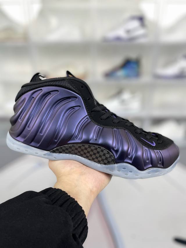H版公司级 Nike Foamposite One Black And Varsity Purple 紫喷 茄子喷 耐磨 中帮 复古篮球鞋 男款 紫黑 2024