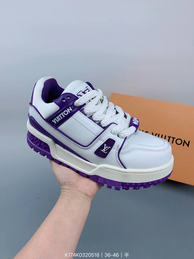 Lv联名紫色胖丁鞋 Size：如图 编码：K174K0320517