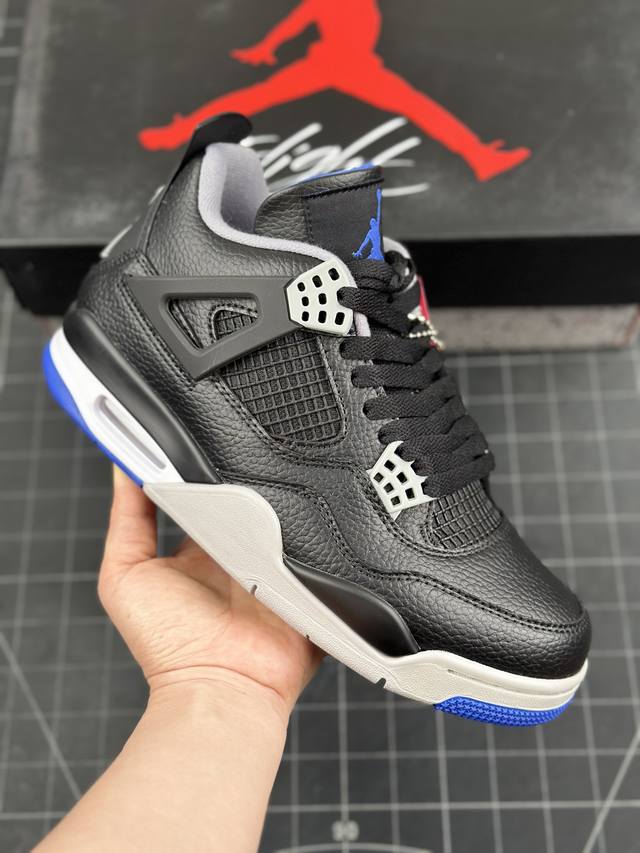 核心私 Air Jordan 4 Retro “Motorsports Alternate” 黑蓝 Aj4 乔丹4代 乔丹篮球鞋系列 以黑色色调为主线，细节则注